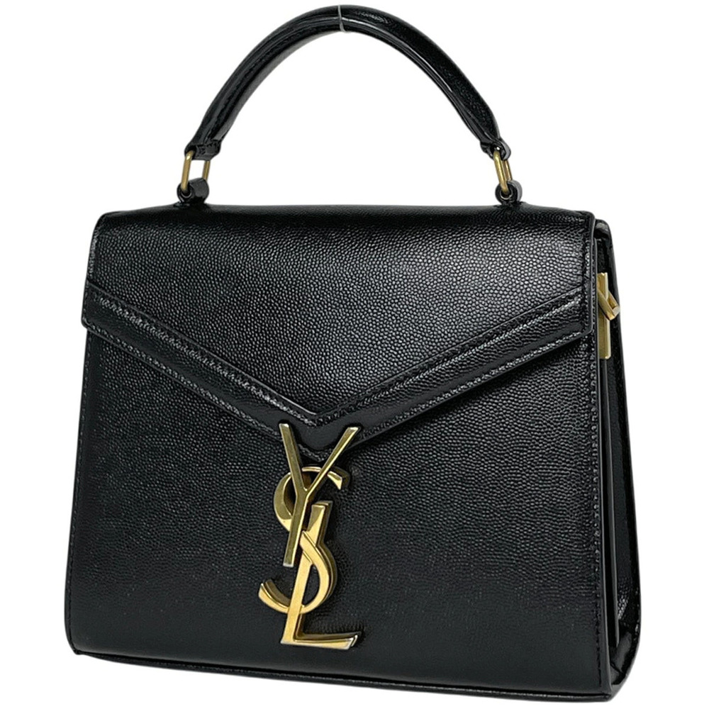Saint Laurent Paris Cassandra Top Handle Leather Handbag Black